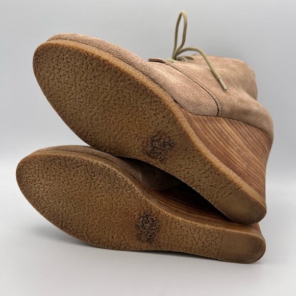 Steve Madden Danni Wedge Ankle Boots Womens 8.5M Beige Lace Up Leather - Picture 6 of 10